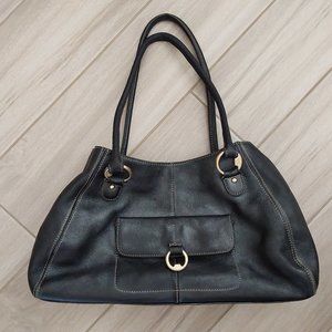 Jones New York Black Leather Satchel Shoulder Handbag.  Size 8x15x5